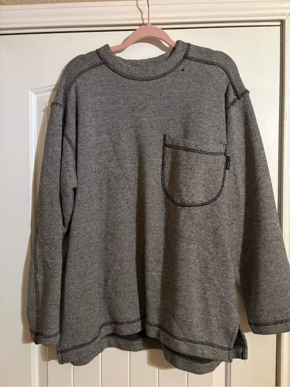 Gray Crewneck Pocket Sweater - Men's Casual Knit